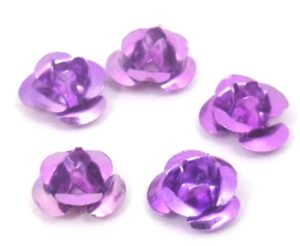 100 פרחי אלומיניום להדבקה/תפירה, סגול, 6ממ