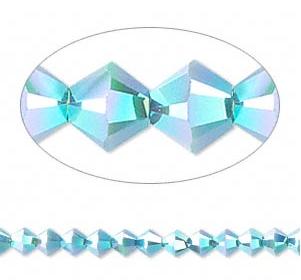 30 יח' Turquoise AB 2X קריסטל סברובסקי, 4ממ