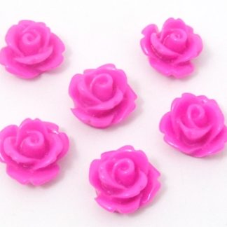10 פרחים מפלסטיק להדבקה , 10ממ , ורוד פוקסייה