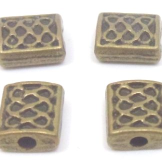 30 יח' חרוזי ברונזה מלבניים, 7X10ממ