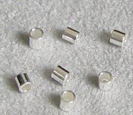 100 יח' חרוזי מעיכה 2 ממ כסף 925 Sterling Silver, צינור
