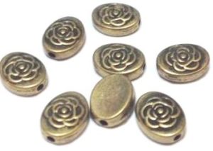 50 חרוזי מתכת ברונזה, פרח, 8X10ממ