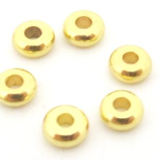 100 חרוזי מתכת מוזהבים ,2X4ממ, חור 1.2ממ