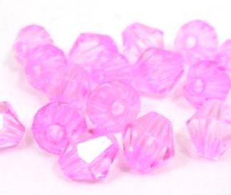 150 חרוזי פלסטיק דמוי סברובסקי ורוד שקוף , 6ממ