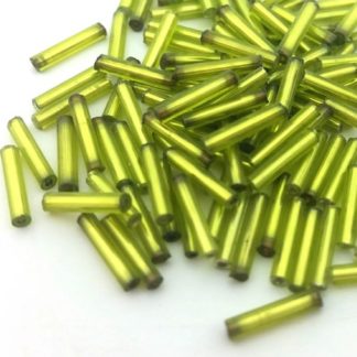 250 יח' חרוזי ונציה, באגט, ירוק בהיר מטאלי, 2X9 ממ