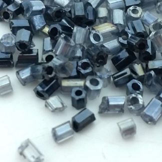 500 חרוזי וונציה, באגט, שחור/אפור, 2X3ממ