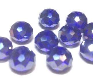 28 חרוזי קריסטל מולטיקאט פחוסים, כחולים, AB ,6X8