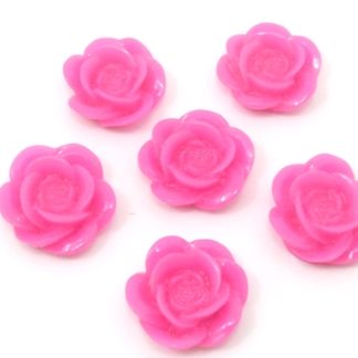 40 פרחי פלסטיק להדבקה, 20ממ , ורוד פוקסייה
