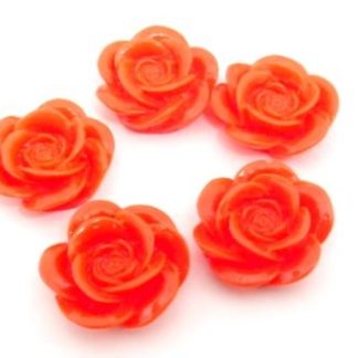 40 פרחי פלסטיק להדבקה, 20ממ, כתומים