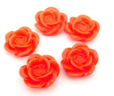 40 פרחי פלסטיק להדבקה, 20ממ, כתומים