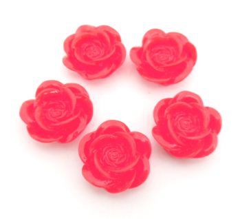 40 פרחי פלסטיק להדבקה, 20ממ, אדומים