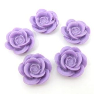 40 פרחי פלסטיק להדבקה, 20ממ, סגולים