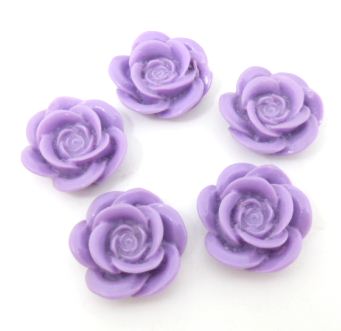 40 פרחי פלסטיק להדבקה, 20ממ, סגולים