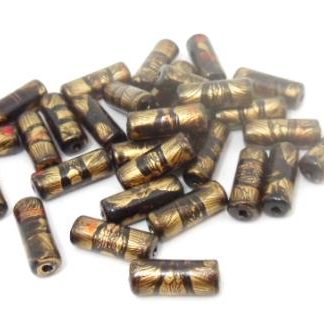 30 חרוזי גליל, חום/ברונזה 12X5ממ