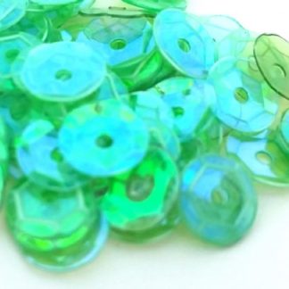 500 יח' פייטים עגולים, ירוק בהיר שקוף מנצנץ, 6ממ