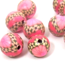 10 חרוזי פימו, ורודים, 8ממ