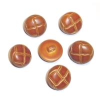 12 כפתורי פלסטיק חומים שתי וערב, דמוי עור, 15ממ