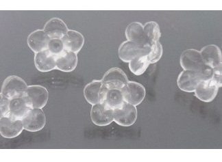 100 חרוזי פלסטיק, פרחים שקופים, 13ממ