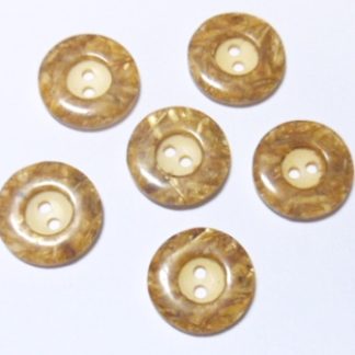 6 כפתורי פלסטיק, חום בהיר, קרם, וינטאג', 20ממ
