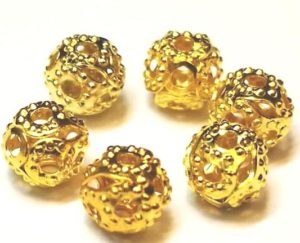 10 חרוזי מתכת מוזהבים, 4ממ