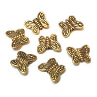 10 חרוזי מתכת פרפרים, מוזהבים, 10ממ