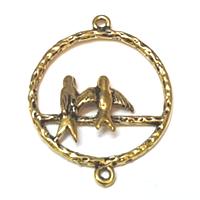 10 תליוני מתכת מוזהבים, ציפורים, 28ממ