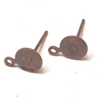 100 חלקי עגילים להדבקה, נחושת, פד 6ממ, עם לולאה לתליון