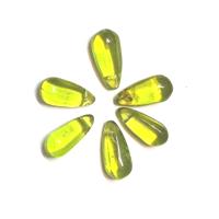 30 חרוזי טיפות מזכוכית, ירוק שקוף, 8X16ממ