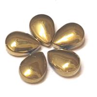 30 חרוזי טיפות מזכוכית, זהב מטאלי, 8X10ממ