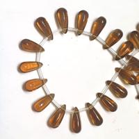 30 חרוזי טיפות מזכוכית, חום שקוף, 8X16ממ