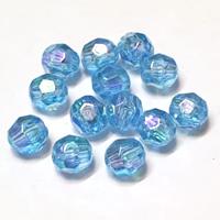 100 חרוזי קריסטל אקרילים, טורכיז כהה מבריק, 6ממ