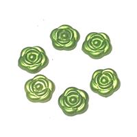 100 פרחי פלסטיק להדבקה, ירוקים, 10ממ