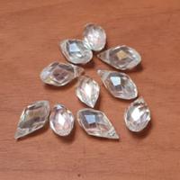 10 חרוזי טיפות מזכוכית, קריסטל שקוף מבריק, 6X12ממ