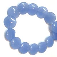 30 חרוזי זכוכית תכלת, 15ממ - מבצע