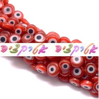 38 חרוזי עין הרע, זכוכית, 10X4ממ, אדומים