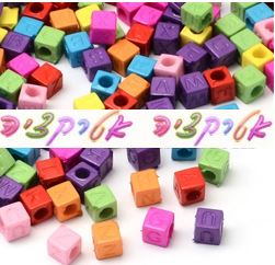 260 חרוזי אותיות באנגלית, צבעוניים, 6ממ