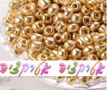 500 חרוזי וונציה מוזהבים מבריקים, 4ממ