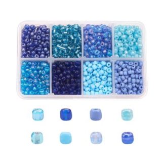 1900 חרוזי וונציה גווני כחול, 4ממ