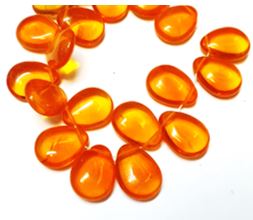 18 חרוזי טיפה זכוכית כתום שקוף, 15X20ממ