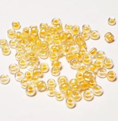 500 חרוזי וונציה שקופים עם פס אפרסק בהיר פנימי, 2ממ