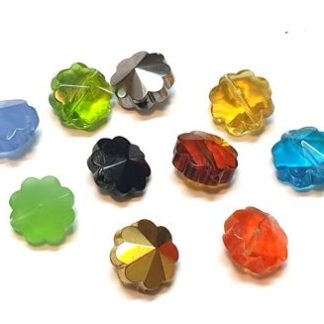 10 חרוזי פרחים מזכוכית, 10ממ, מיקס צבעים