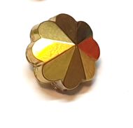 10 חרוזי פרחים מזכוכית, 10ממ, זהב מטאלי