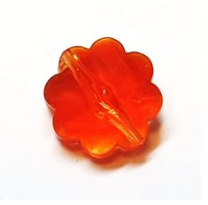 10 חרוזי פרחים מזכוכית, 10ממ, כתום שקוף