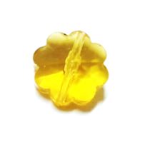 10 חרוזי פרחים מזכוכית, 10ממ, צהוב שקוף