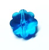 10 חרוזי פרחים מזכוכית, 10ממ, כחול שקוף