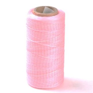 גליל חוט פוליאסטר מצופה שעווה, ורוד ,1X0.3ממ, 260 מטר אורך