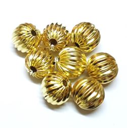 8 חרוזי אלומיניום מוזהבים, 12ממ