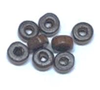 100 חרוזי עץ טבעי 6X3ממ גלילים פחוסים חום כהה